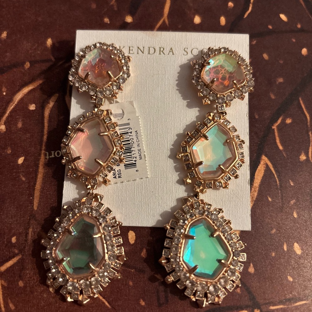 Kendra Scott Clip-On Rose Gold Aria Drop Earrings NWT